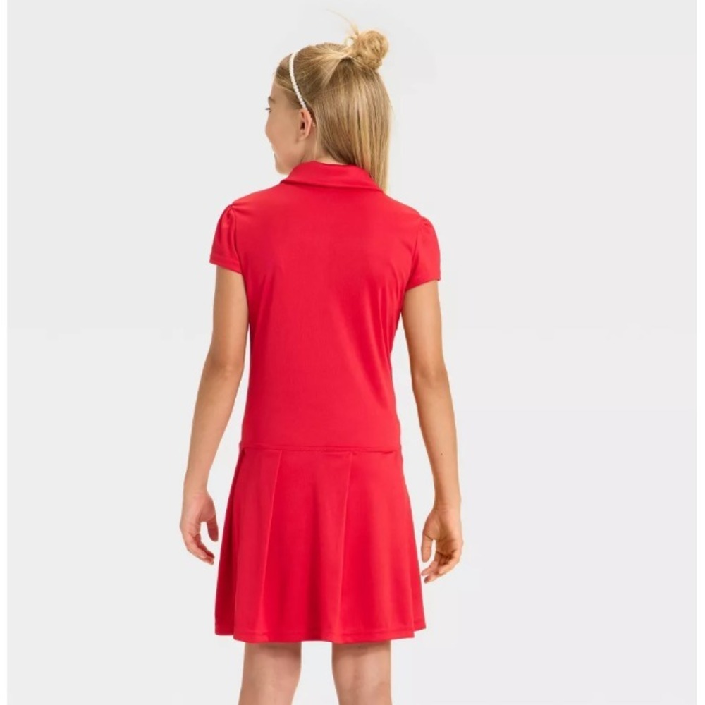 Girls' Short Sleeve Uniform Performance Jersey Tennis Dress - Cat & Jack Red XS - Picture 3 of 3